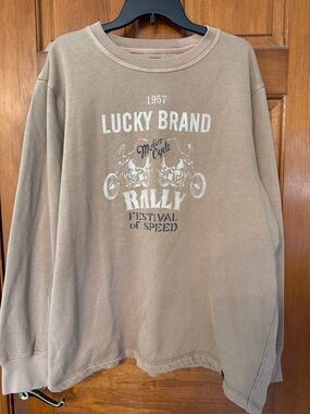 Lucky Brand Taupe Graphic Rally Festival Sweatshirt